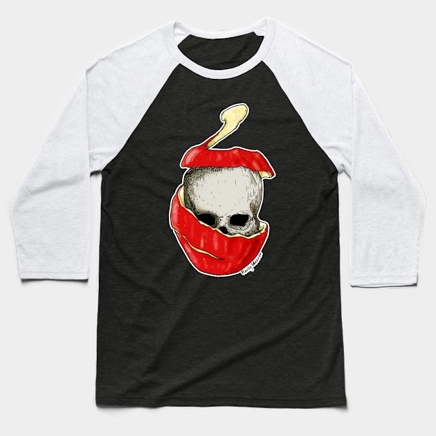 Apple Skull Baseball T-Shirt by Harley Warren